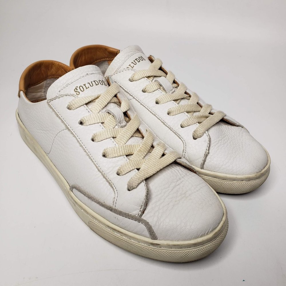 Soludos‎ White Leather Lace Up Cork Lined Sneakers 7.5